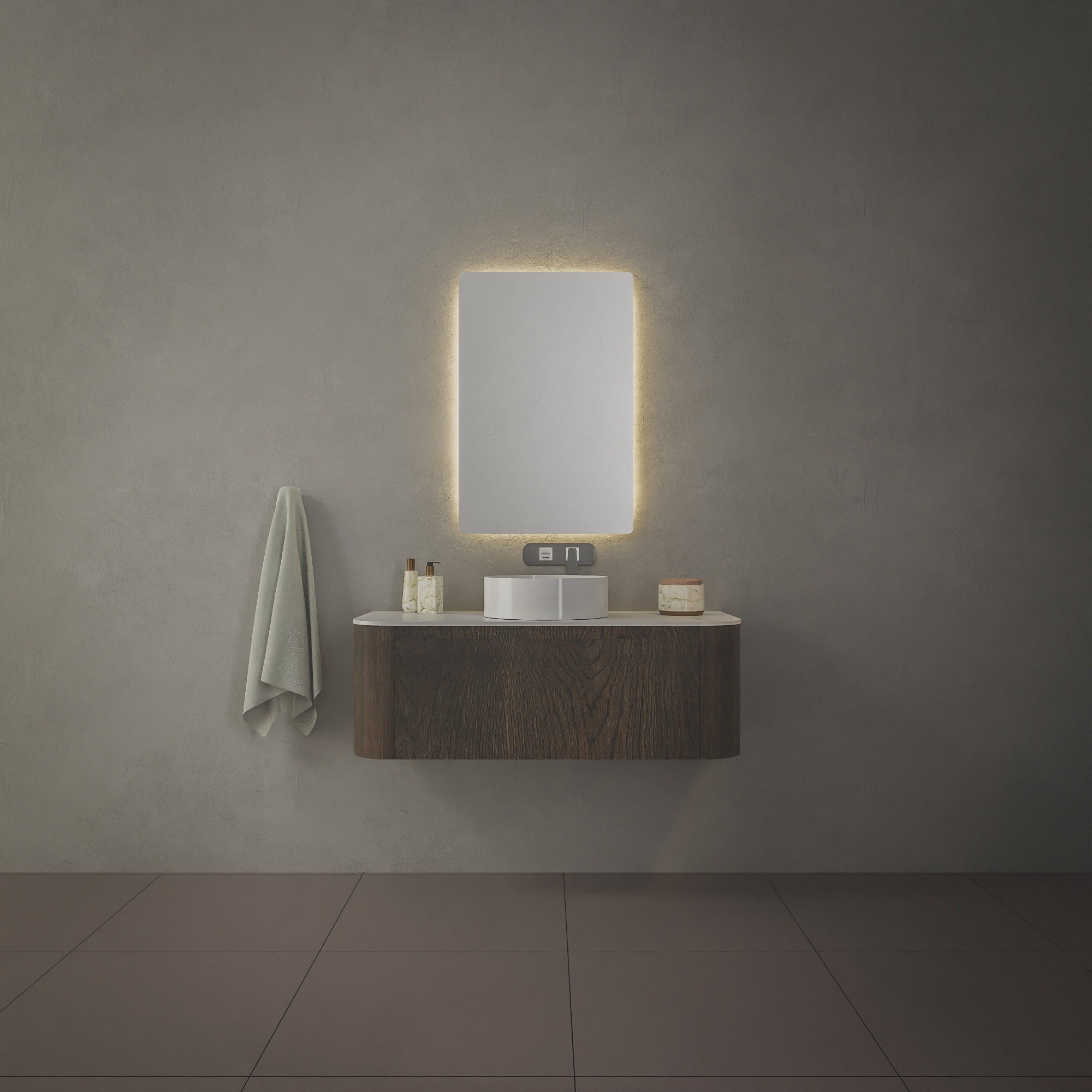 CURVED TONDO 1200 SINGLE DRAWER WALL HUNG VANITY - 7 COLOURS