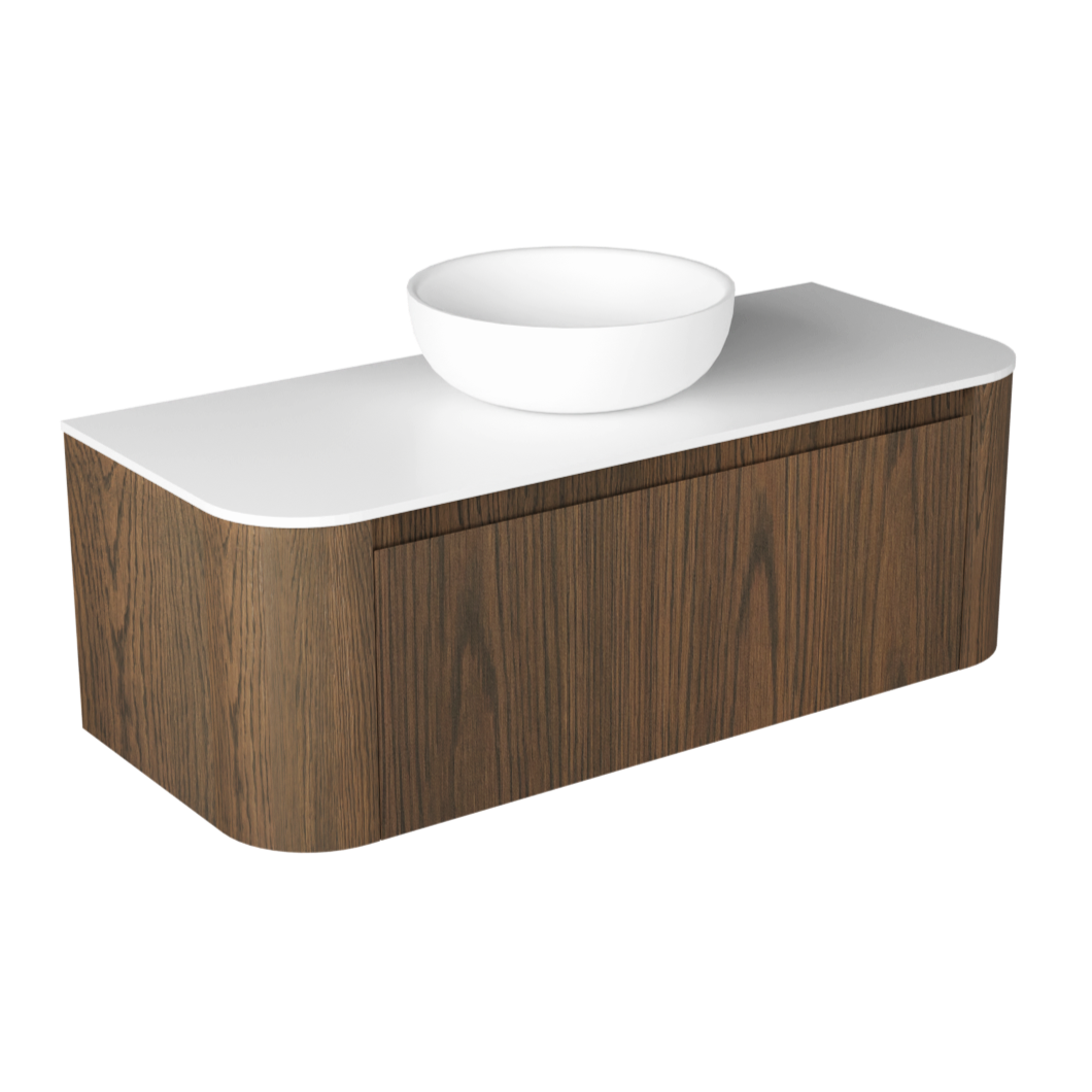 CURVED TONDO 1200 SINGLE DRAWER WALL HUNG VANITY - 7 COLOURS
