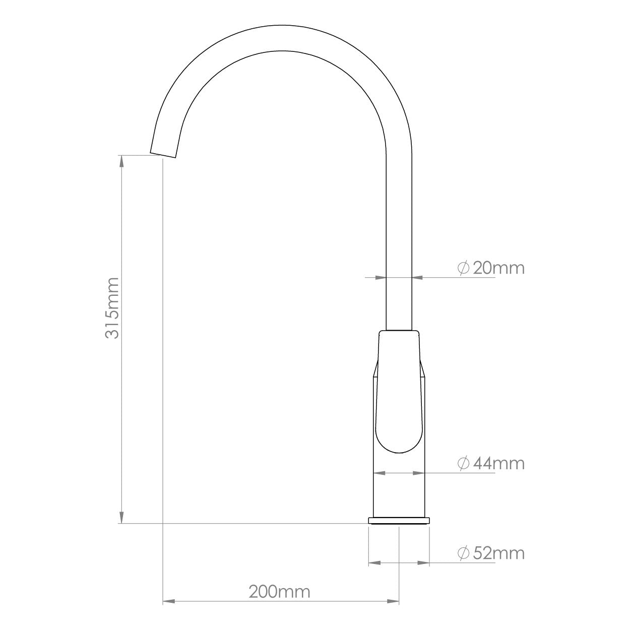 VODA OLYMPIA GOOSENECK SINK MIXER - 4 COLOURS