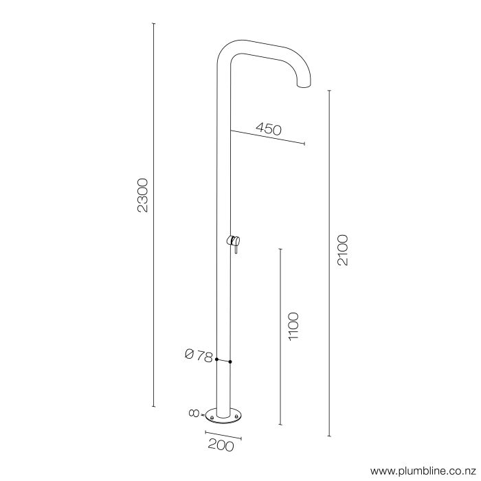 plumb line-boss-outdoor-shower-with-mixer-spec-sheet