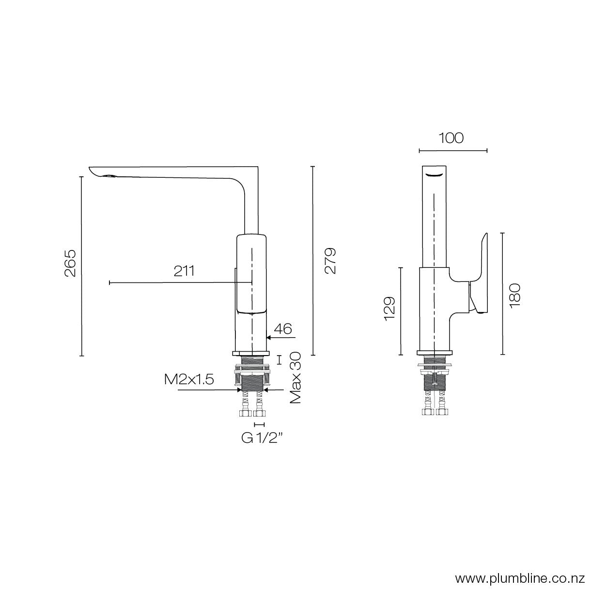 plumbline-geneva-kitchen-mixer-spec-sheet