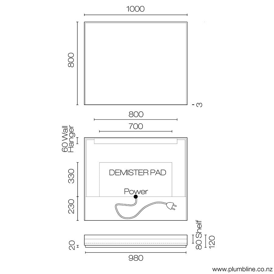 plumbline-frame-1000-led-mirrors-with-shelf-detail-spec-sheet