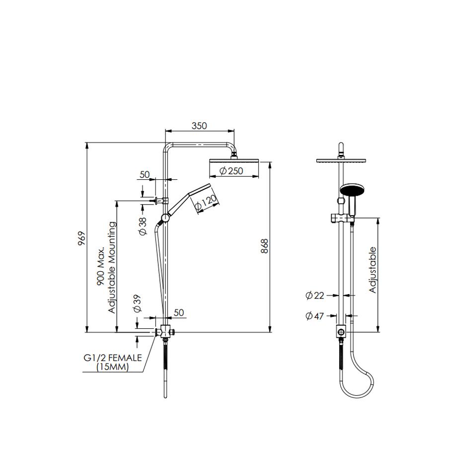 greens-glide-syntra-rainboost-twin-rail-shower-spec-sheet