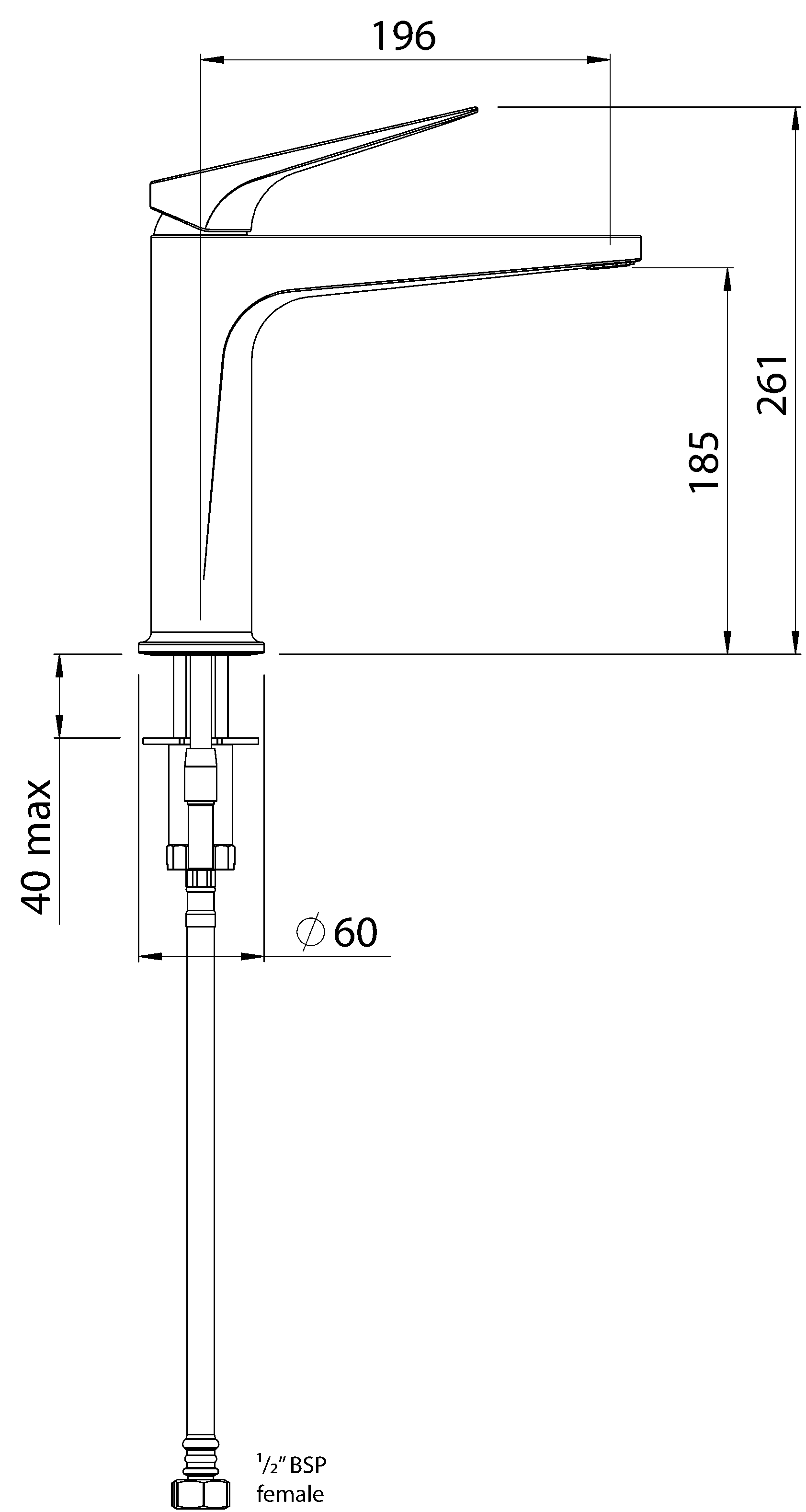 maku-sink-mixer-chrome-spec-sheet