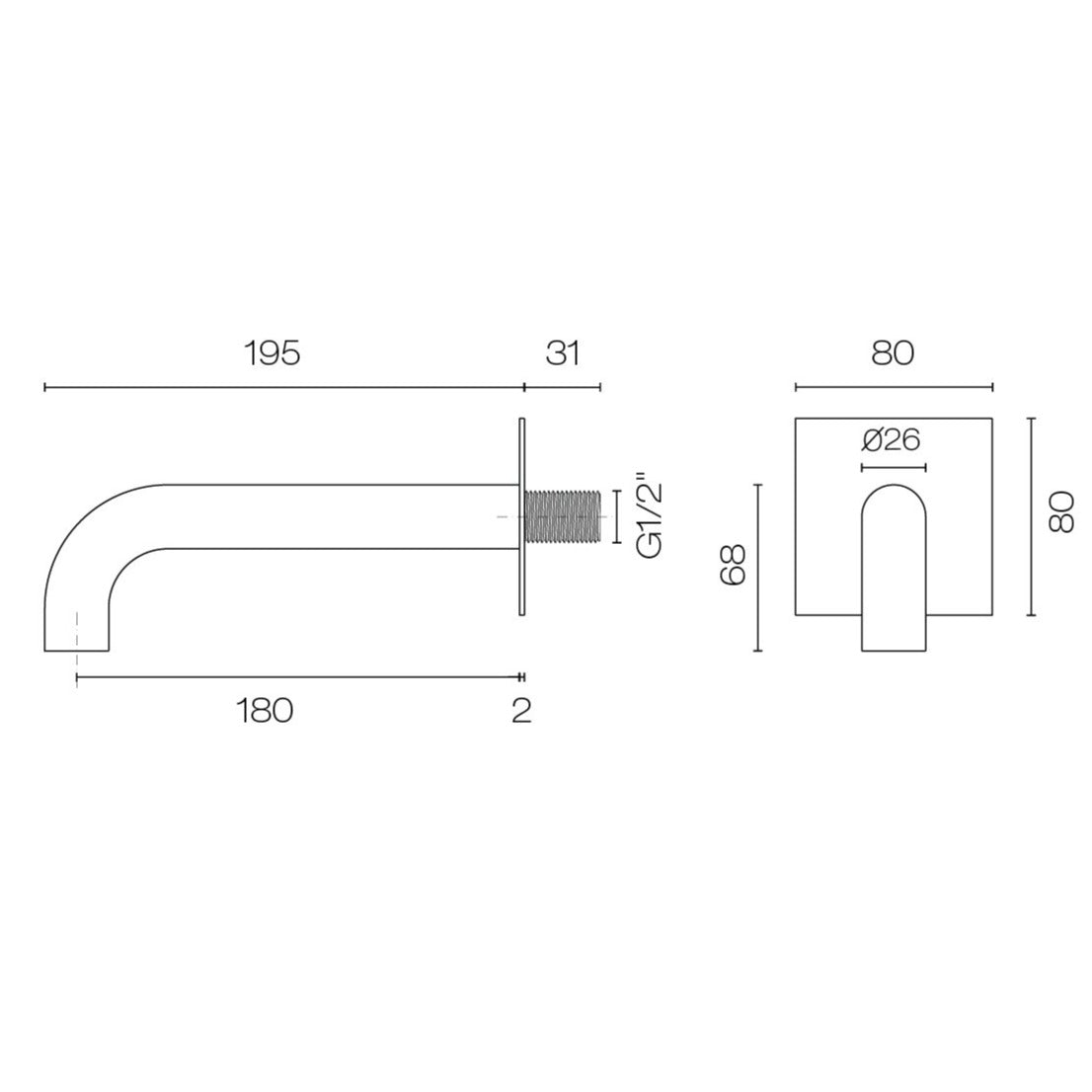 CODE MINIMO WALL MOUNTED BATH SPOUT - 2 COLOURS