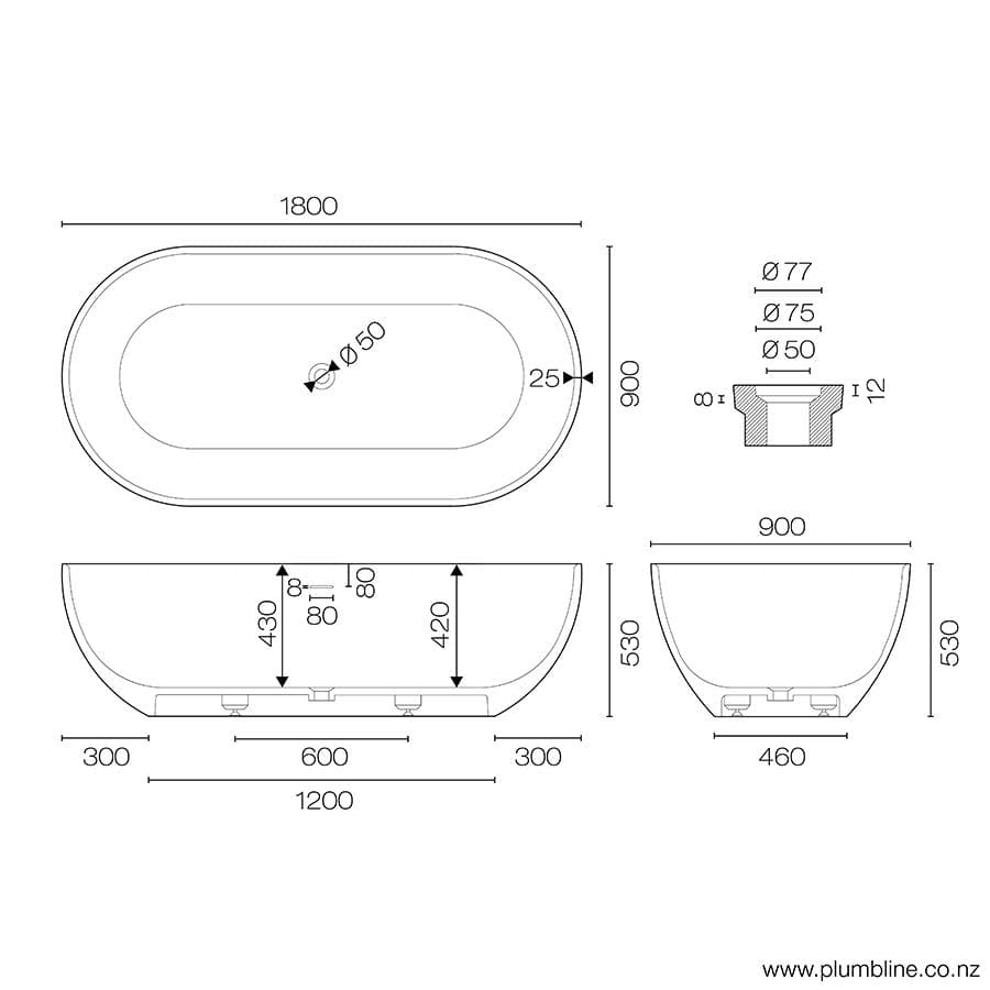 plumblind-niagara-belle-freestanding-bath-1800-spec-sheet