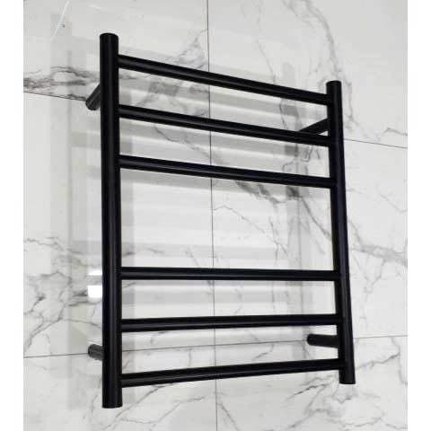 ELITE ROUND HEATED TOWEL LADDER 600X500MM BLACK
