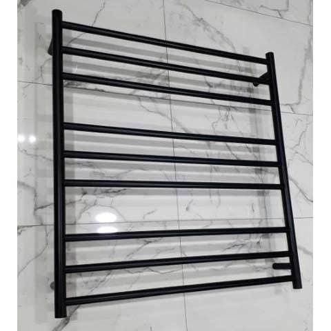 ELITE ROUND HEATED TOWEL LADDER 900X850MM BLACK