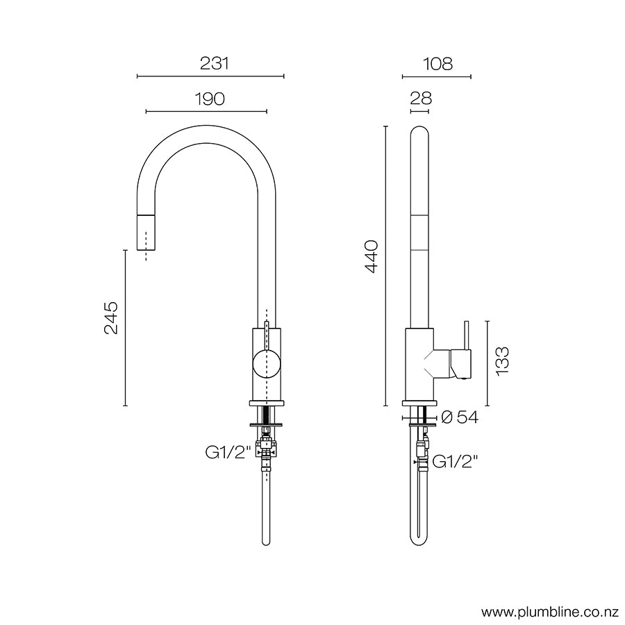 plumbline-oli-kitchen-mixer-round-spout-with-pull-out-spray-spec-sheet