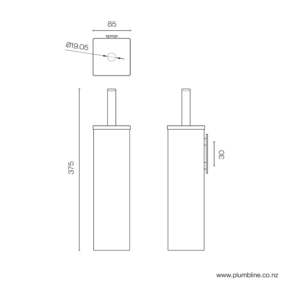 PLUMBLINE GENEVA TOILET BRUSH HOLDER - 5 COLOURS