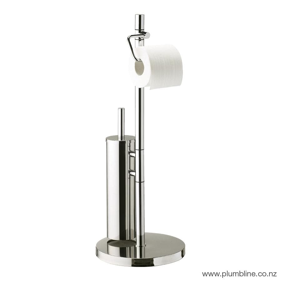 PLUMBLINE ECO STYLE FREESTANDING TOILET ROLL HOLDER AND TOILET BRUSH