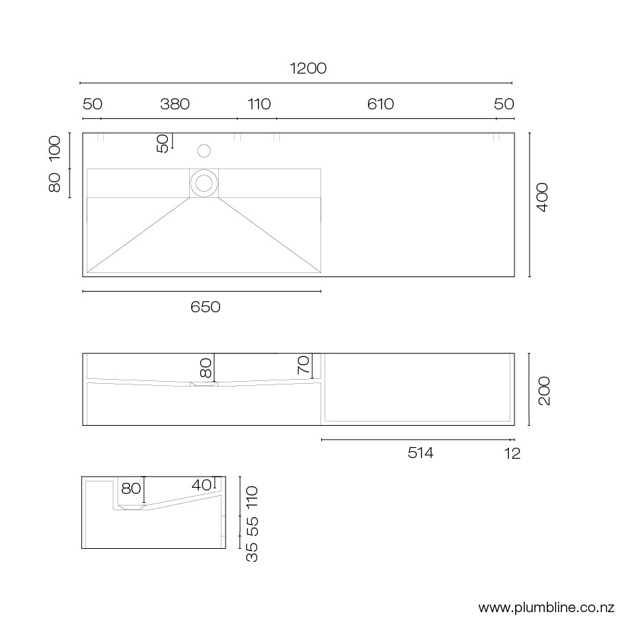 plumbline-1200-basin-with-drawer-spec-sheet