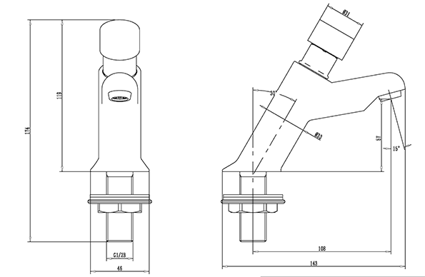 METHVEN MECHNICAL PUSH BUTTON TAP