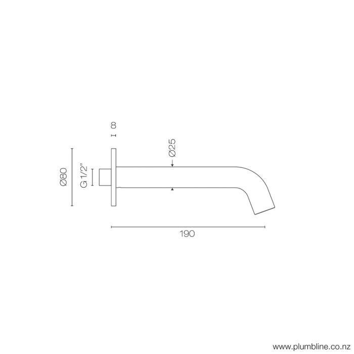 PLUMBLINE SWISS BATH SPOUT BRUSHED STAINLESS