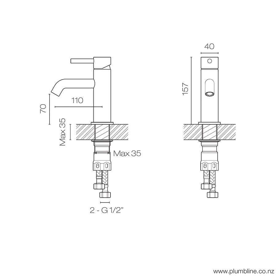 PLUMBLINE TUBE BASIN MIXER - 2 COLOURS
