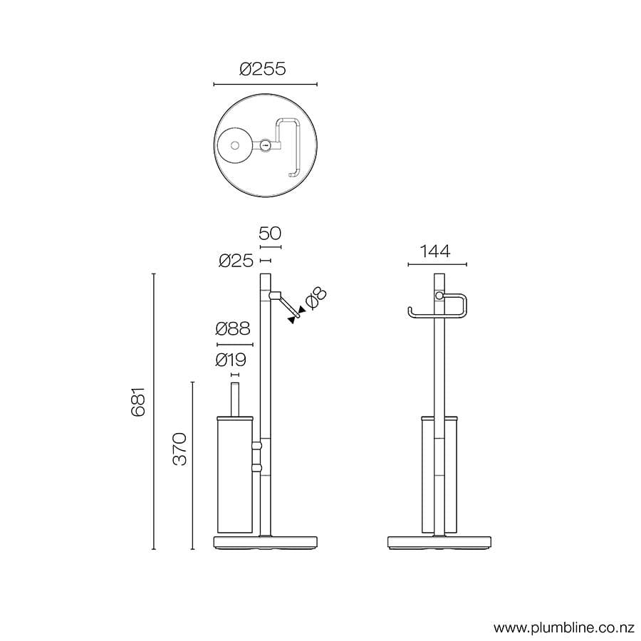 PLUMBLINE ECO STYLE FREESTANDING TOILET ROLL HOLDER AND TOILET BRUSH