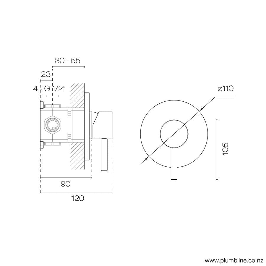 PLUMBLINE TUBE SHOWER MIXER - 2 COLOURS